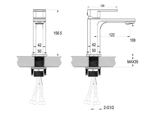 Flint Standard Basin Mixer